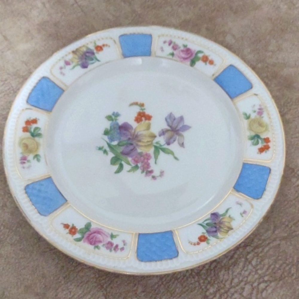 Antique Haas & Czjzek H.C. Schlaggenwald Black Knight Plate Gold Trim - Picture 5 of 11